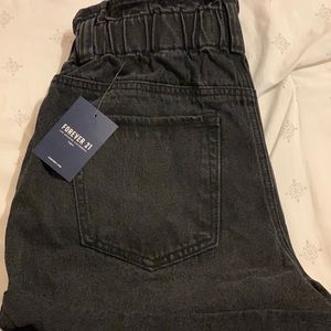 Black high rise mom shorts